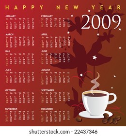 Calendar 2009. Editable Vector.