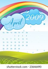 calendar for 2009 with sky and rainbow