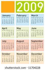Calendar for 2009, with space reserved for a logo. in vector format