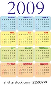 Calendar 2009. Vertical design. The additional format file (EPS).