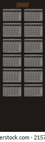 Calendar 2009. Vertical design. The additional format file (EPS).