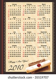 calendar 2010