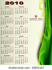 Calendario 2010 con espacio para copiar