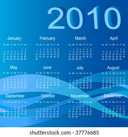 calendar 2010 on a blue background