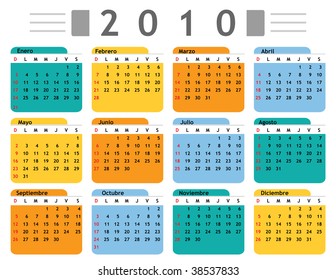 calendar 2010 spanish in vector mode