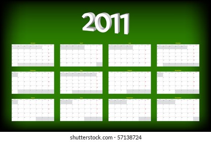 Calendar for 2011. Room besides each day, best printed in large formats.