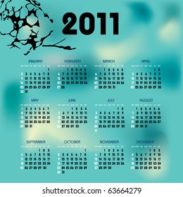 calendar 2011 year with cyan background