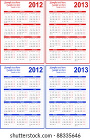 Calendar 2012, 2013 with room for text