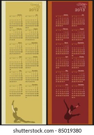 Calendar 2012 & 2013. Vertical. Easy to edit. Space for text/logo/image. Week starts on Monday.