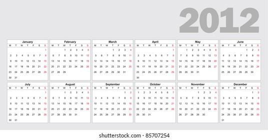 Calendar for 2012