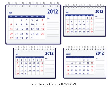 Calendar 2012, 2nd set for May to August