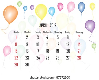 Calendar 2012 April