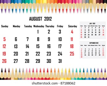 Calendar 2012 August