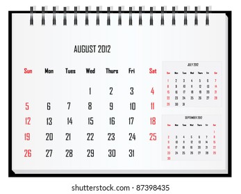 Calendar 2012 August