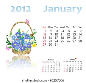 calendar 2012 with baskets