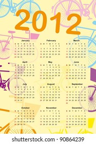 calendar 2012 with bike cartoon vector illustration