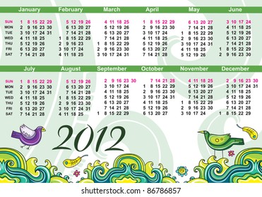 Calendar for 2012 with flowers