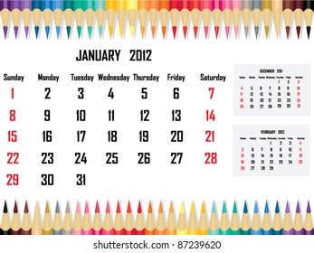 Calendar 2012 January