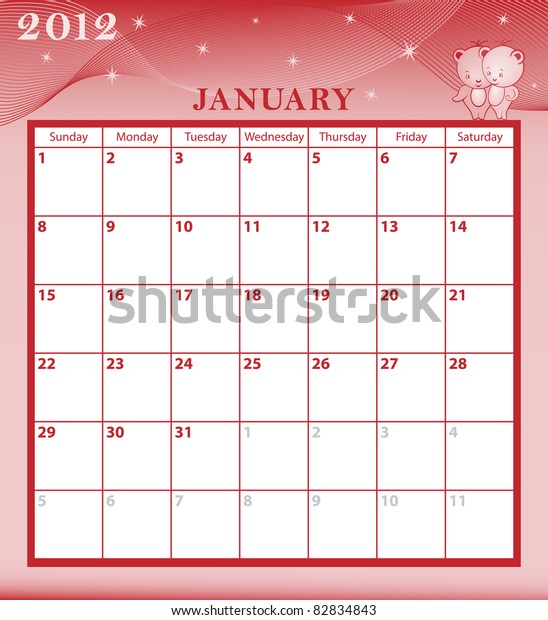 Calendar 12 January Month Large Date Stock Vector Royalty Free 4843 Shutterstock