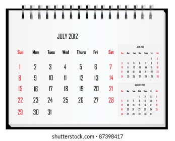 Calendar 2012 July