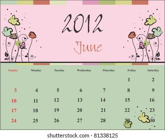 Calendar for 2012 June