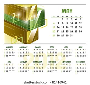 Calendar for 2012. May. Vector Eps10.