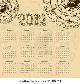 Calendar 2012 with maya symbolics