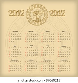 Calendar 2012 with maya symbolics