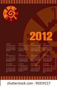 Calendar 2012 with Mayan symbol Hunab Ku. As an embodiment of harmony and balance, Hunab Ku invites us into the age of consciousness, which is predicted to begin on December 21, 2012.