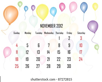 Calendar 2012 November