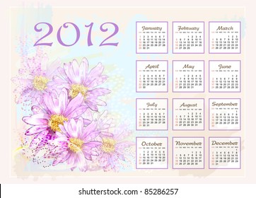 calendar 2012  with pink flowers
