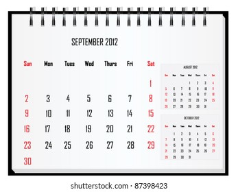 Calendar 2012 September