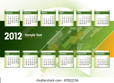 Calendar for 2012. Vector Eps10.
