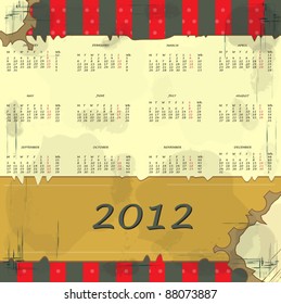 Calendar 2012 in vintage design - Week starts on Monday