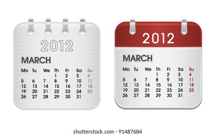 Calendar for 2012, web icon collection, March, vector illustration