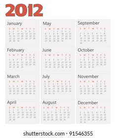Calendar 2012 year