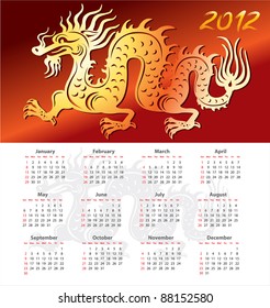 Calendar 2012 year with dragon