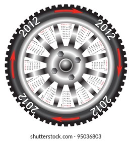Calendar 2012 year  wheel car. Rasterized version also available in portfolio.