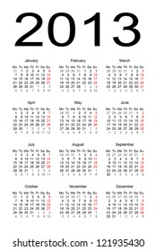 calendar 2013