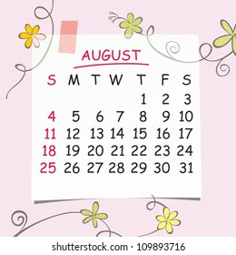 Calendar 2013, august