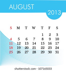 calendar for 2013 august illustration