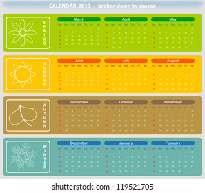 Calendar 2013 - broken down by season