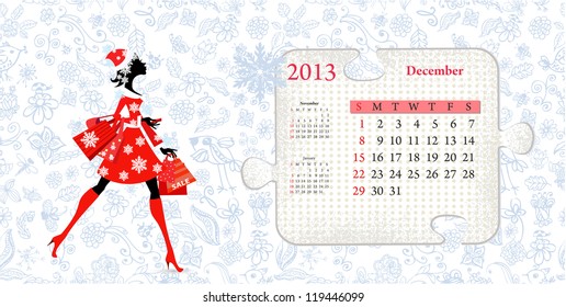 Calendar for 2013, december