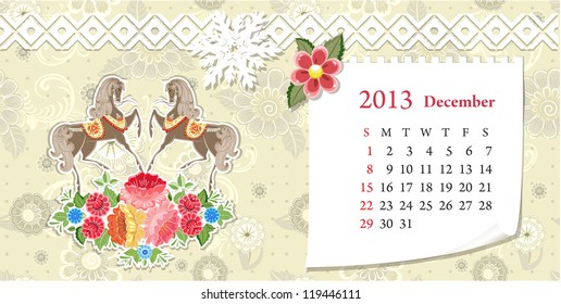 Calendar for 2013, december