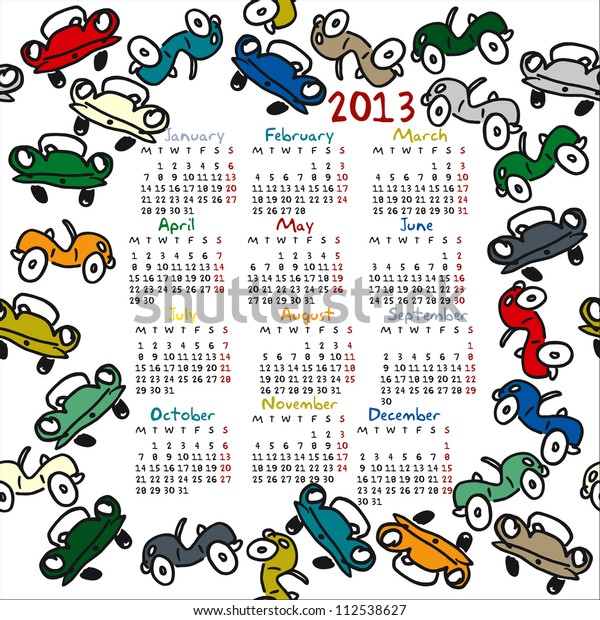 calendar for\
2013, doodle, cars, seamless,\
repeating