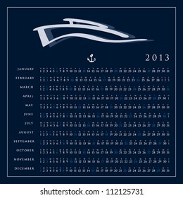 calendar for 2013, doodle, ship