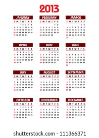 Calendar for 2013. Eps10.