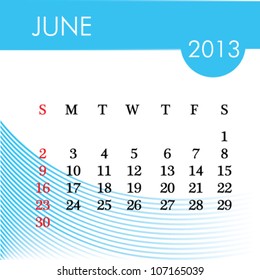 calendar for 2013 june illustration