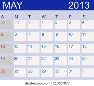 Calendar 2013. May. Vector Illustration