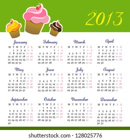 Calendar 2013 with muffin design